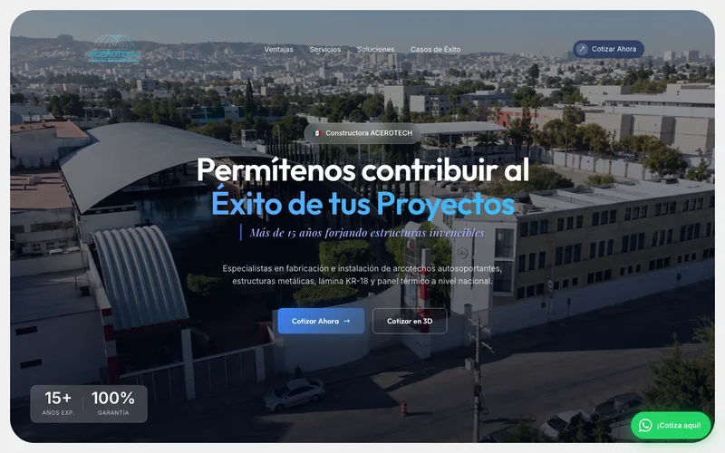 Captura del sitio de AceroTech